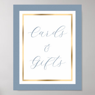 Elegante, blaue und goldene Karten und Geschenke-Z Poster