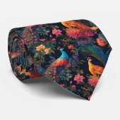 Elegante blaue und goldene Pfauen im farbenfrohen  Krawatte (Gerollt)