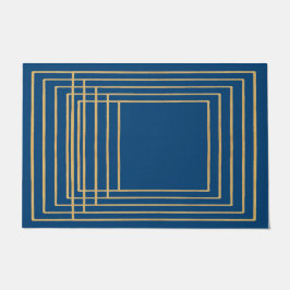Elegante blaue und goldene Rahmen metallische Türm Fußmatte