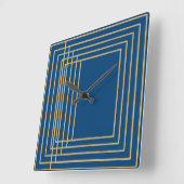 Elegante blaue und goldene Rahmen Wall Clock Quadratische Wanduhr (Winkel)