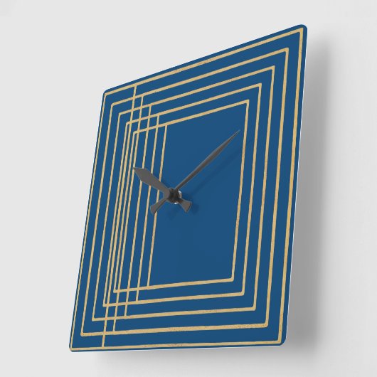 Elegante blaue und goldene Rahmen Wall Clock Quadratische Wanduhr (Winkel)