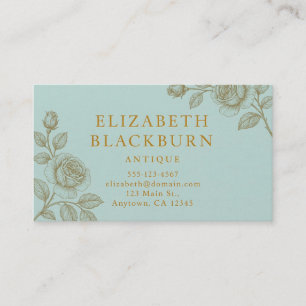 Elegante blaue und goldene Rosen-Visitenkarte Visitenkarte