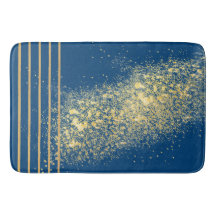 Elegante blaue und goldene Streifen Badezimmertepp