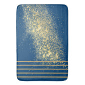 Elegante blaue und goldene Streifen Bath Mat Badematte (Vorderseite Vertikal)