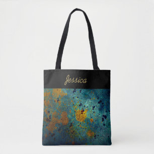 Elegante blaue und goldene Weinreben abstrakte per Tasche