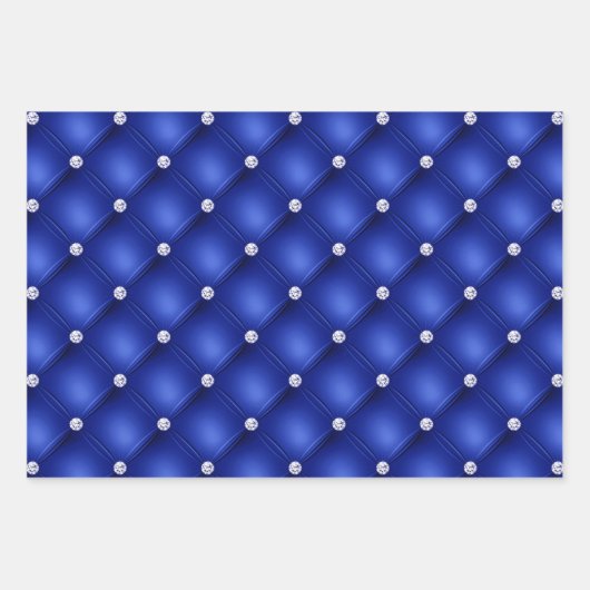 Elegante blaue und grüne Diamant gepolsterte Muste Geschenkpapier Set (Vorderseite 2)