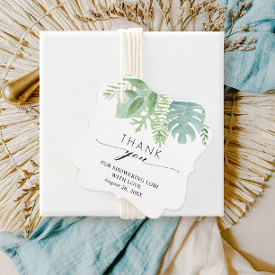 Elegante blaue und grüne Vegetation, Dusche Danke Geschenkanhänger