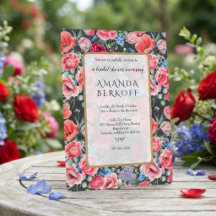 Elegante blaue und rote Blumen Brautparty 