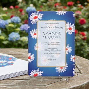 Elegante blaue und rote Blumen Brautparty Einladung