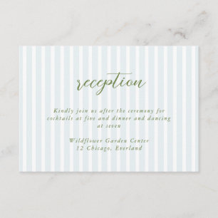 Elegante Blaue und Salbei gestreifte Hochzeit Begleitkarte