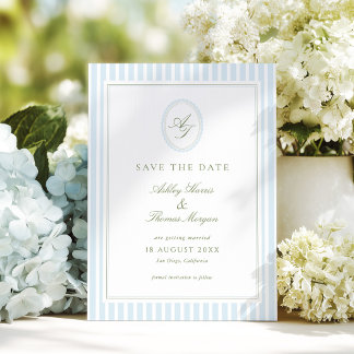 Elegante Blaue und Salbei-Hochzeit  Save The Date