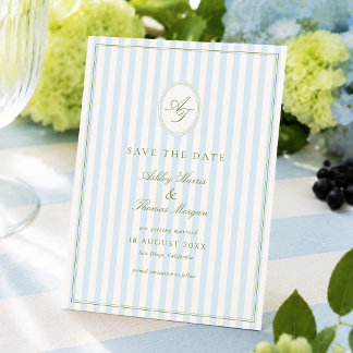 Elegante Blaue und Salbei-Hochzeit  Save The Date