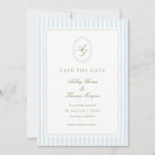 Elegante Blaue und Salbei-Hochzeit  Save The Date (Vorderseite)