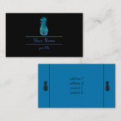 elegante blaue und schwarze Ananas Visitenkarte (Vorne/Hinten)