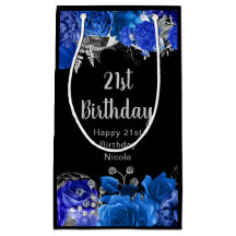 Elegante blaue und silberne Blumen Geburtstagsfeie