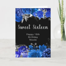 Elegante blaue und silberne Blumen Sweet Sixteen