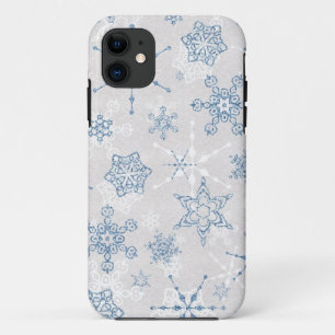 Elegante blaue und silberne Winter-Schneeflocke Case-Mate iPhone Hülle