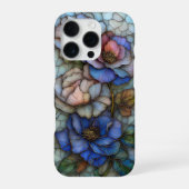 Elegante blaue und violette Glasblumen iPhone Hülle (Rückseite)