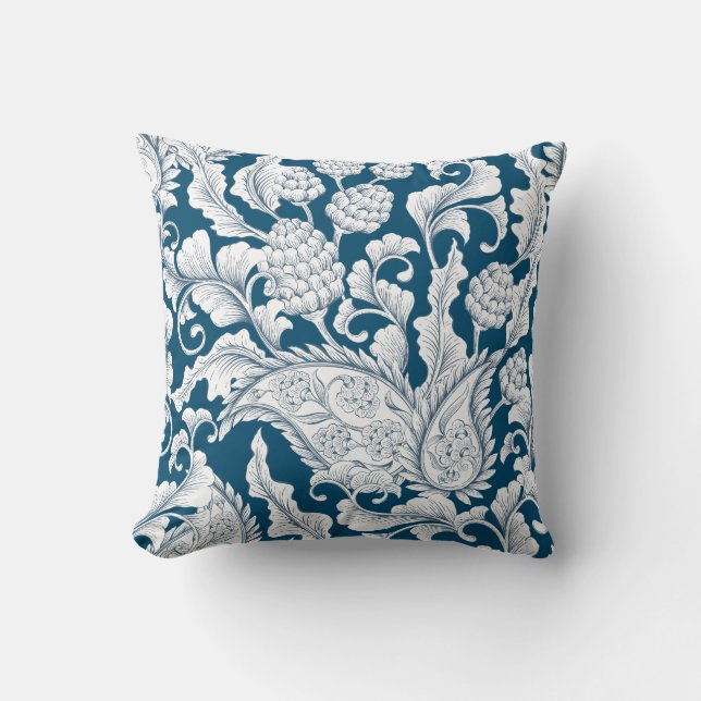 Elegante Blaue und weiße Ananas Kissen (Vorderseite)