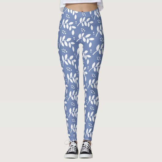 Elegante blaue und weiße Beeren und Leggings (Vorderseite)
