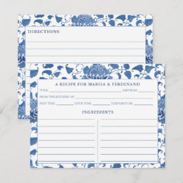 Elegante, blaue und weiße China Muster Rezeptkarte Einladung