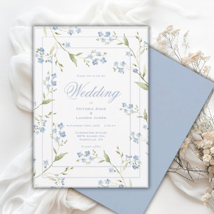 Elegante blaue und weiße floral Hochzeitseinladung Einladung