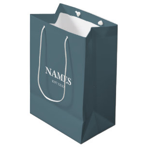 Elegante blaue und weiße Geschenktasche mit indivi Mittlere Geschenktüte