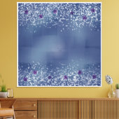 Elegante blaue und weiße gesteppte Canvas Print Leinwanddruck (Insitu (Wohnzimmer))