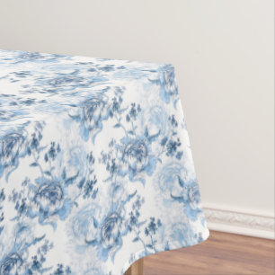 Elegante blaue und weiße gravierte Pfingstrosen Tischdecke