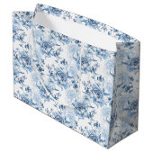 Elegante blaue und weiße Gravitation Große Geschenktüte (Rückseite Schrägansicht)