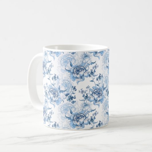 Elegante blaue und weiße Gravitation Kaffeetasse (Vorderseite Links)