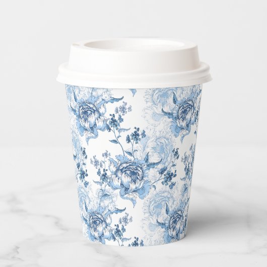 Elegante blaue und weiße Gravitation Pappbecher (Rückseite)