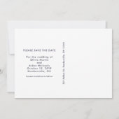 Elegante blaue und weiße Hochzeit Save The Date (Rückseite)