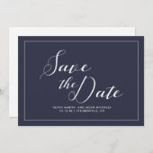 Elegante blaue und weiße Hochzeit Save The Date (Vorne/Hinten)