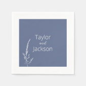 Elegante blaue und weiße Hochzeit Serviette (Vorderseite)