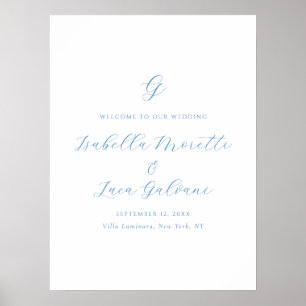 Elegante blaue und weiße Küstenhochzeit im Chic-St Poster