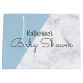 Elegante blaue und weiße MarmorPastellBabyparty Große Geschenktüte (Vorderseite)