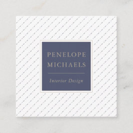 Elegante blaue und weiße Punkte und Wimpern Quadratische Visitenkarte