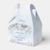 Elegante blaue und weiße Rosen Eukalyptus-Goldhoch Geschenkschachtel (Rückseite)