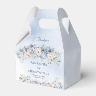 Elegante blaue und weiße Rosen Eukalyptus-Goldhoch Geschenkschachtel