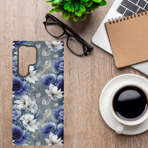 Elegante blaue und weiße Rosen und Lilien  Samsung Galaxy Hülle