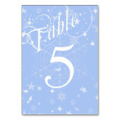 Elegante blaue und weiße Schneeflocken nummeriert Tischnummer (Rückseite)