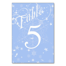 Elegante blaue und weiße Schneeflocken nummeriert Tischnummer