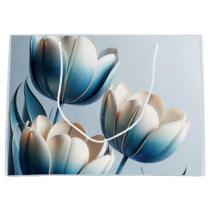 Elegante blaue und weiße Tulpen Große Geschenktüte