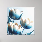 Elegante blaue und weiße Tulpen Leinwanddruck (Vorderseite)