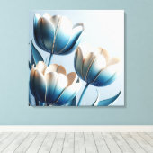 Elegante blaue und weiße Tulpen Leinwanddruck (Insitu (Holzboden))