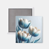 Elegante blaue und weiße Tulpen Magnet (Vorderseite/Rückseite)