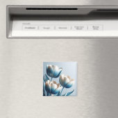 Elegante blaue und weiße Tulpen Magnet (In Situ (Geschirrspüler))