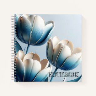 Elegante blaue und weiße Tulpen Notizblock