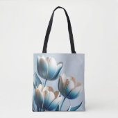 Elegante blaue und weiße Tulpen Tasche (Vorderseite)